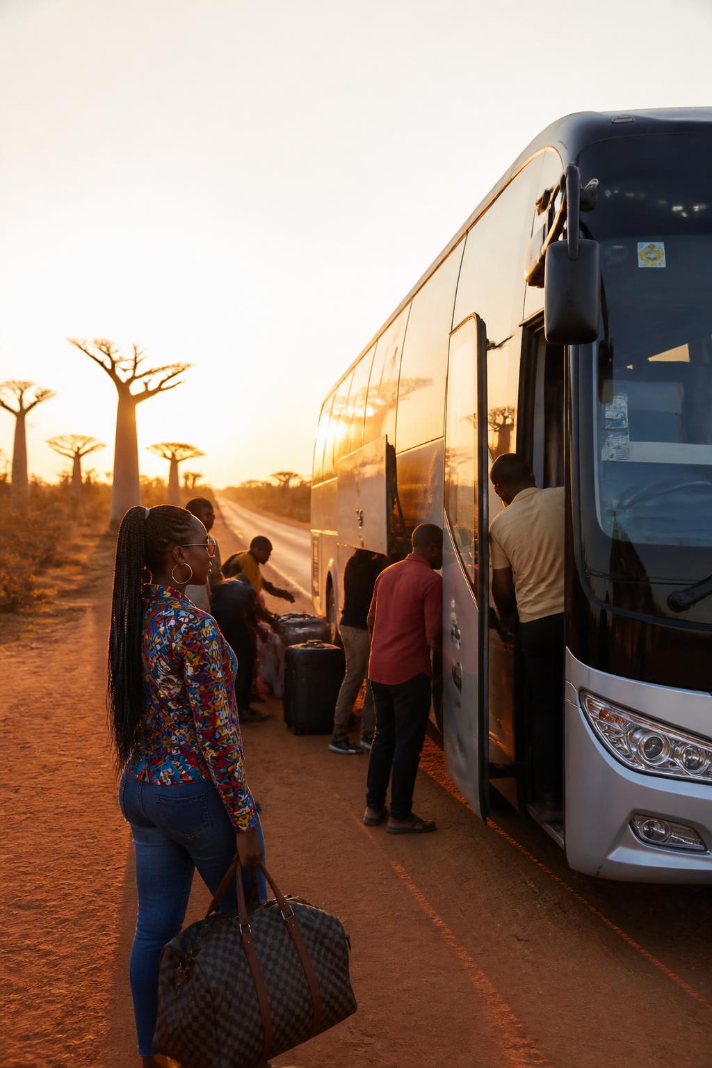 Passageira preparada para embarcar numa viatura interprovincial em Angola